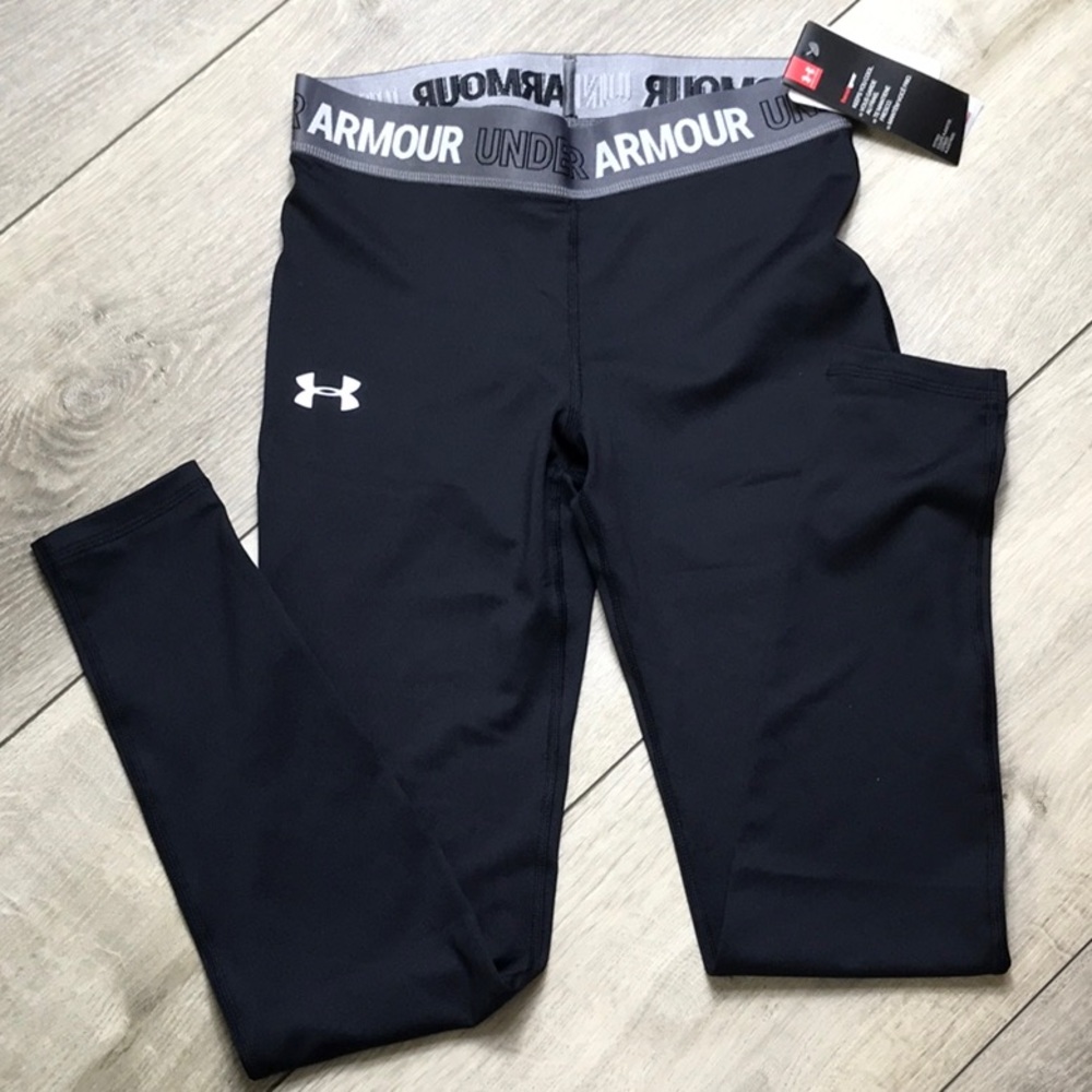 NWT UNDER ARMOUR GIRLS BLACK PANT/Leggins  SZ YLG